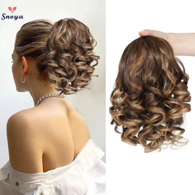 Short Curly Drawstring Ponytail Extensions Synthetic Clip In