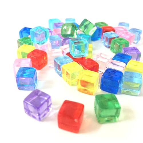 50Pcs/Set 25colors 8mm cube Clear Solid Transparent Square C
