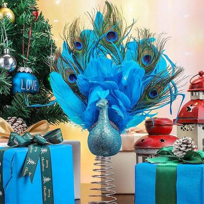 Christmas Tree Topper Elegant Realistic Peacock Tree Top Dec
