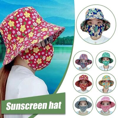 Summer Women Sunscreen Fisherman Hat Fashion Floral Print Ca