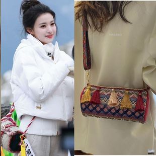 王楚然同款包包民族风流苏包女包手提包斜挎包单肩包腋下包手拎包