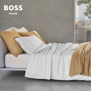 BOSS全棉针织简约缎带保暖长绒棉纯色床笠款 SENSE 轻奢四件套BOSS