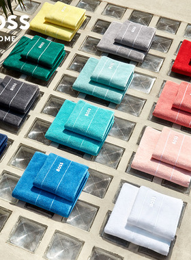 BOSS进口长绒棉Plain系列全棉柔软蓬松毛巾吸水速干方巾亲肤浴巾