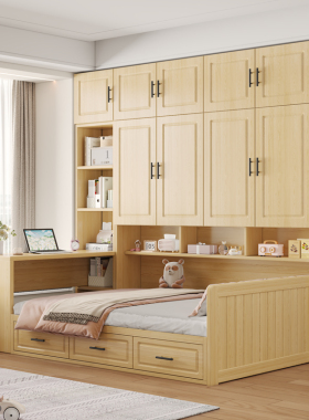 榻榻米衣柜床一体小户型组合床家用多功能储物床可定制实木儿童床