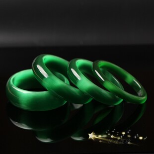 时尚女款正品深绿色猫眼石手镯 四种宽度任选水晶镯子饰品 送礼佳