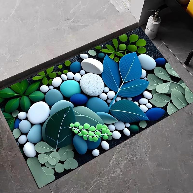 轻奢立体3D鹅卵石矽藻泥入户玄关耐脏地垫浴室化妆室吸水速干脚垫