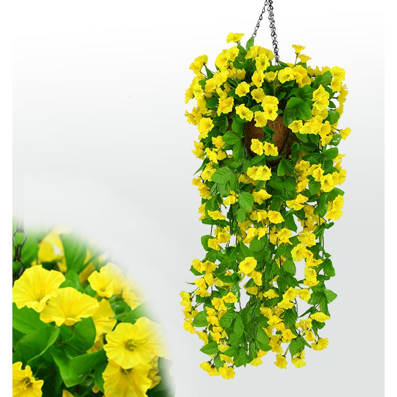 仿真绿植物假花藤喇叭花牵牛花客厅装饰墙面壁挂花塑料藤吊兰篮