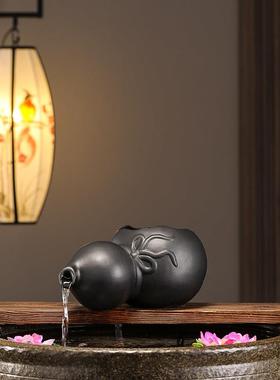 葫芦缸古法养鱼开口陶瓷罐流水摆件循环过滤配件庭院花园造景观