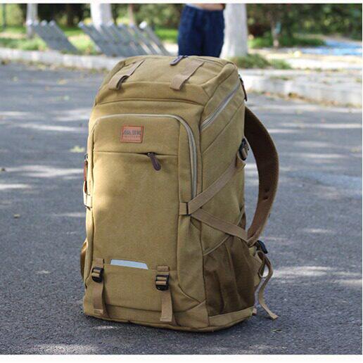 超大帆布背包大容量复古休闲旅行户外露营双肩包男旅游出差电脑包