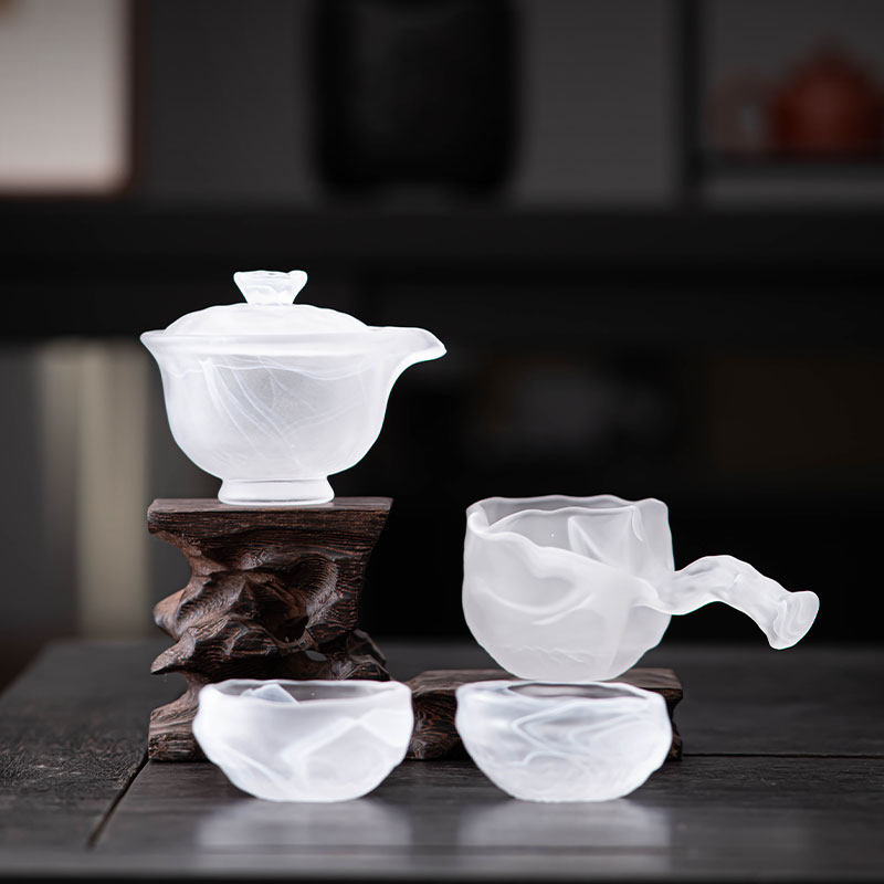 高档纯手工冻烧古法云雾琉璃盖碗茶杯主人杯手抓二才茶碗茶具套装图片
