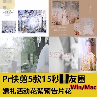 Pr模板5款15秒发圈代快剪婚礼活动花絮预告MV片花字幕文字素材新