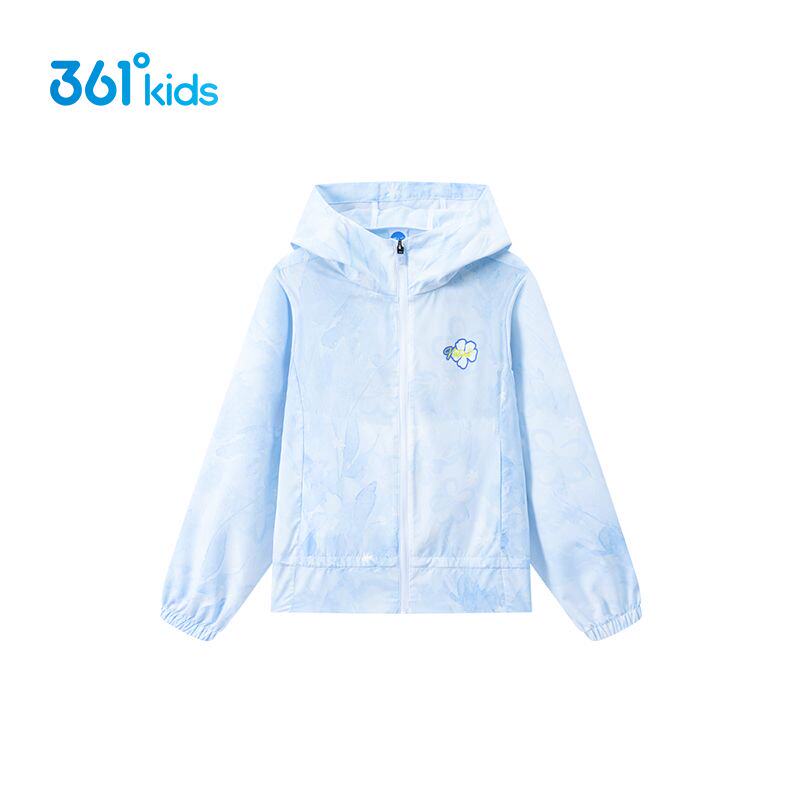 商场同款361女童连帽薄外套新品2026夏季大小童冰感运动服插肩袖