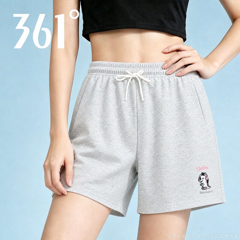 361°官方正品针织短裤女款202夏季新款休闲五分裤透气运动裤女