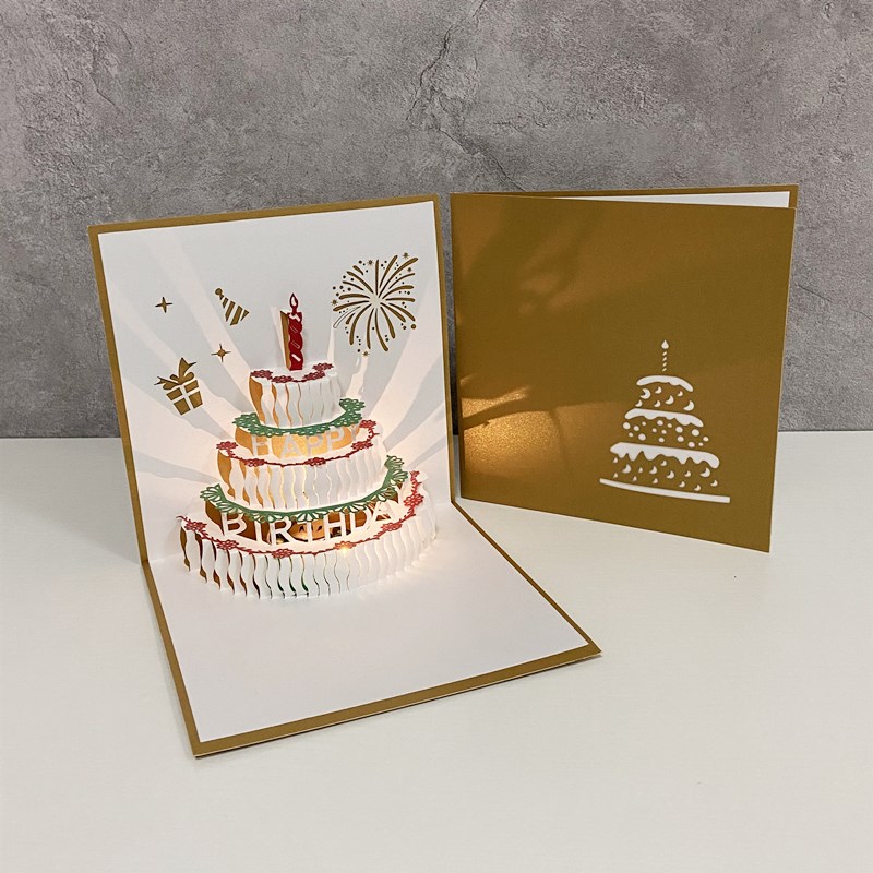 手工制作儿童立体留声生日贺卡员工商务定制音乐祝福