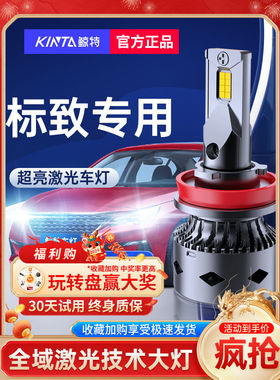 鲸特适用308标致3008标志408led大灯307泡206车灯508改装5008 301