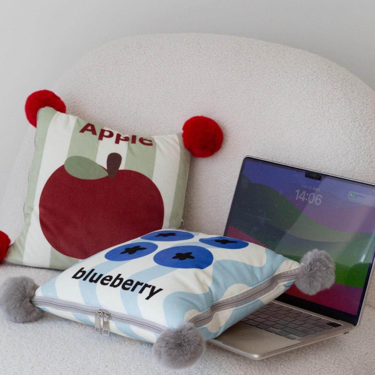 多功能抱枕被子两用车载办公室午睡休息简易被子枕头水果蓝莓靠垫