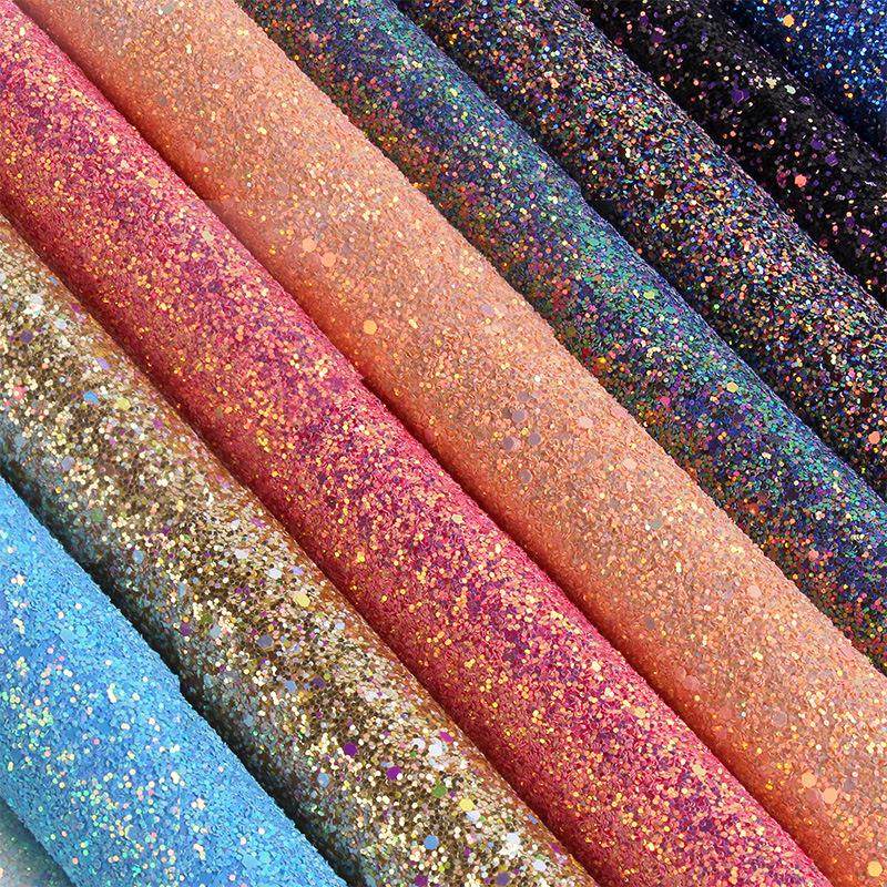 现货弹力金光膜闪光亮片可手工DIY闪粉布PU皮革墙布饰品面料