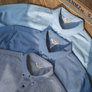 上衣男寸 秋夏商务休闲打底内穿搭长袖 马登工装 复古磨毛牛津纺衬衫