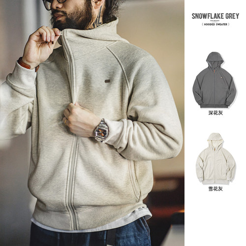 马登工装美式休闲雪花灰连帽卫衣