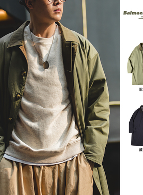 马登工装美式休闲军绿色巴尔玛肯风衣宽松中长款薄大衣外套男春季