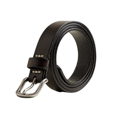 马登工装复古黑色头层牛皮腰