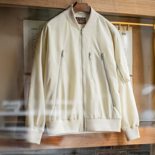 马登工装美式休闲白色L2B飞行员夹克尼龙薄款棒球服短款外套男秋