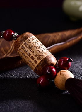 GS167黄杨木车挂 观音大悲咒挂饰 福字汽车内饰挂饰后视镜用品