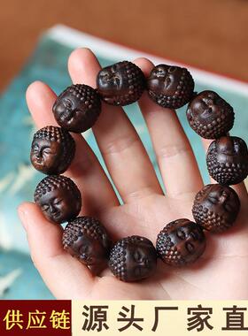 沉香木雕刻宝宝佛头手串大日如来佛珠文玩手把件念珠车挂件档位珠