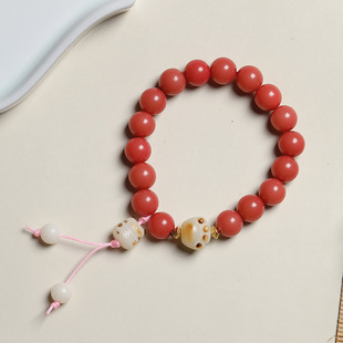 饰品 首饰厂家批男女念珠复古风装 炭烧喵咪款 DIY渐变粉色菩提手串