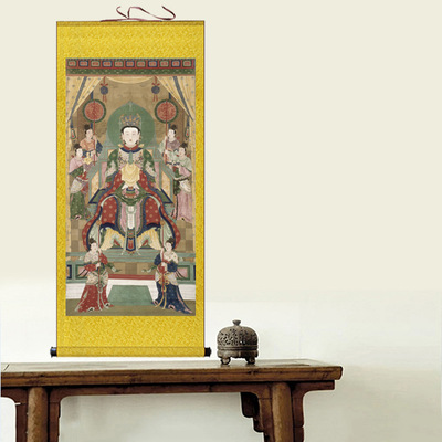 天仙圣母碧霞元君画像泰山老母佛像供奉丝绸卷轴挂画泰山奶奶神像