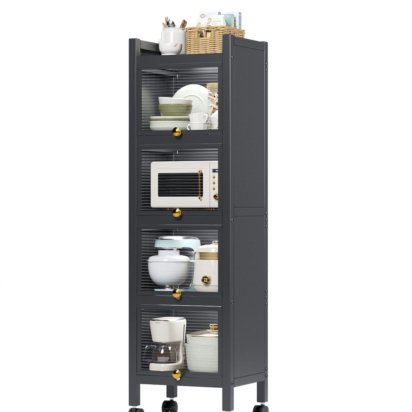 1厨房置物架落地多层微波炉放锅多功能储物收纳架子加厚移动收纳