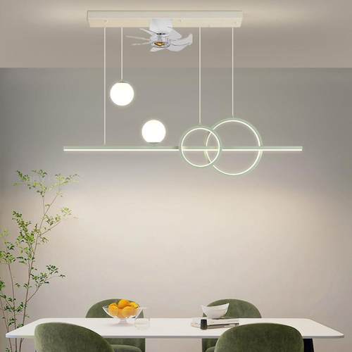 风扇灯吊灯餐厅灯现代简约360度摇头变频节能家用LED吊灯6档变速