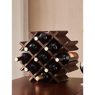 实木桌面收纳酒架置物架葡萄酒架酒格现代简约客厅红酒展示架家用