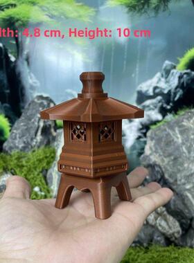 桌面摆件假山流水装饰灯小摆件装饰植物造景3D打印微景观摆件灯塔