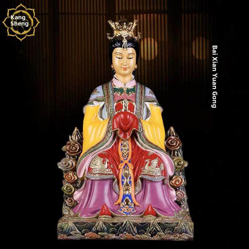 碧霞元君神像泰山奶奶铜像台湾祥狮铜雕泰山娘娘纯铜工艺家用摆件
