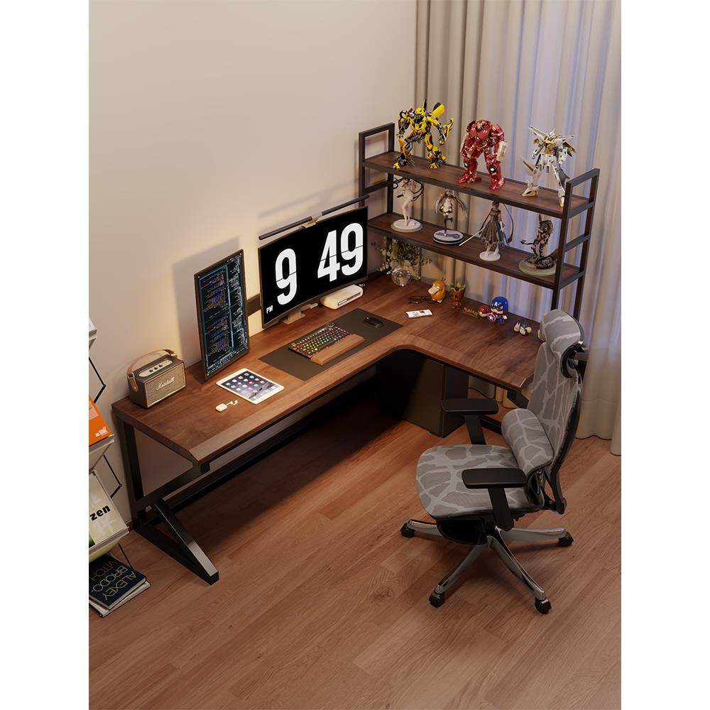 实木转角七字型书桌家用l型办公桌电脑桌卧室拐角电竞桌异形桌子