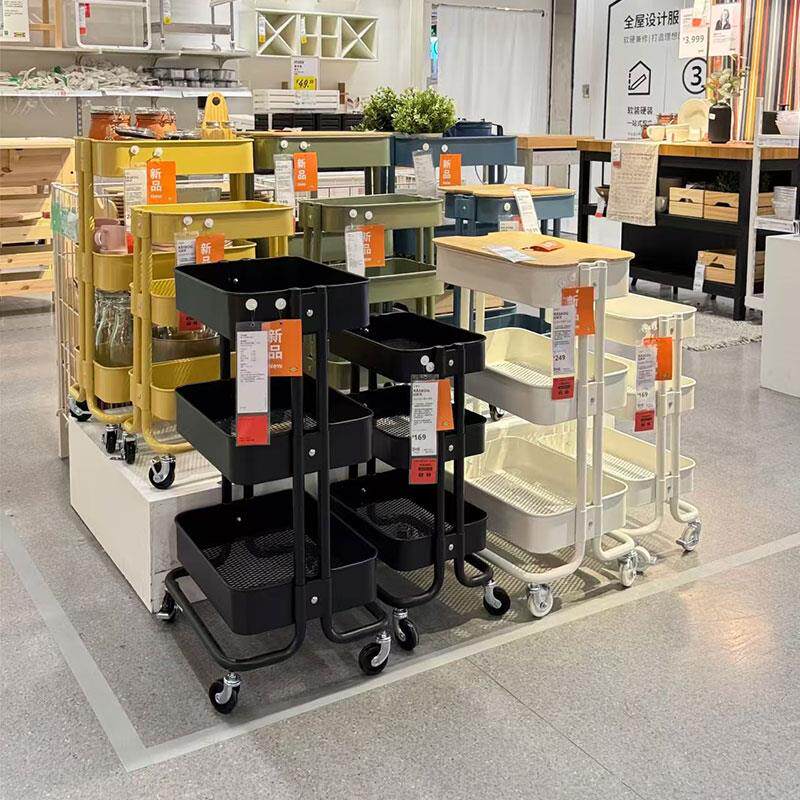 落地多层小推车置物架厨房可移动新生儿婴儿用品置物架零食收纳层