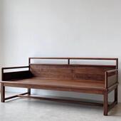 北美黑胡桃木新中式 明式 罗汉床实木沙发榻客厅家具禅意贵妃榻