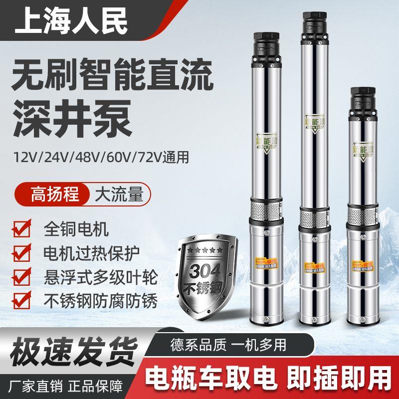 上海人民永磁直流无刷潜水泵48V60V72V电动车不锈钢高扬程大流量