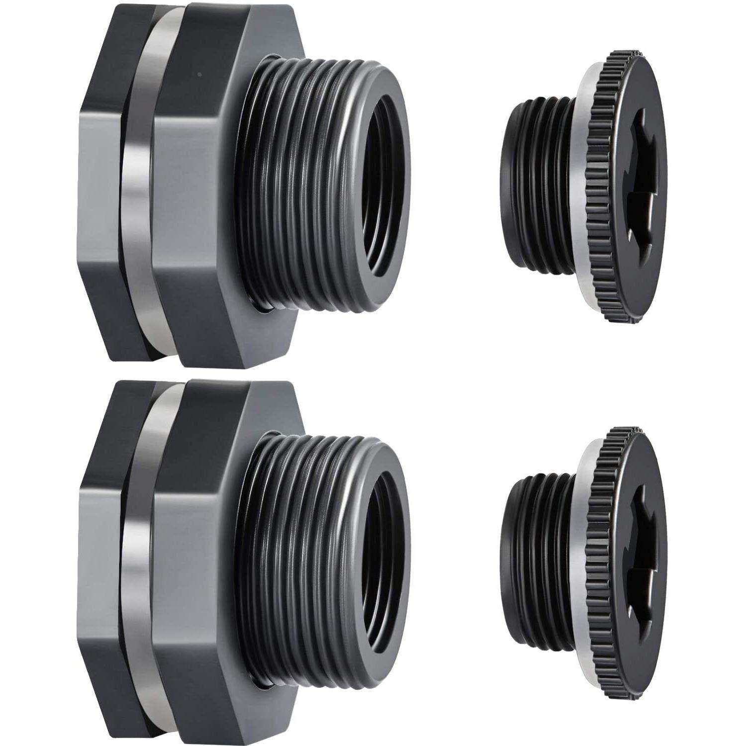 Outus 2 件3/4英寸深灰PVC隔板接头带塞头雨桶水族馆水箱浴缸水池,橡塑材料及制品,其他塑料制品,淘宝优惠券,粉丝福利购,淘宝优惠卷