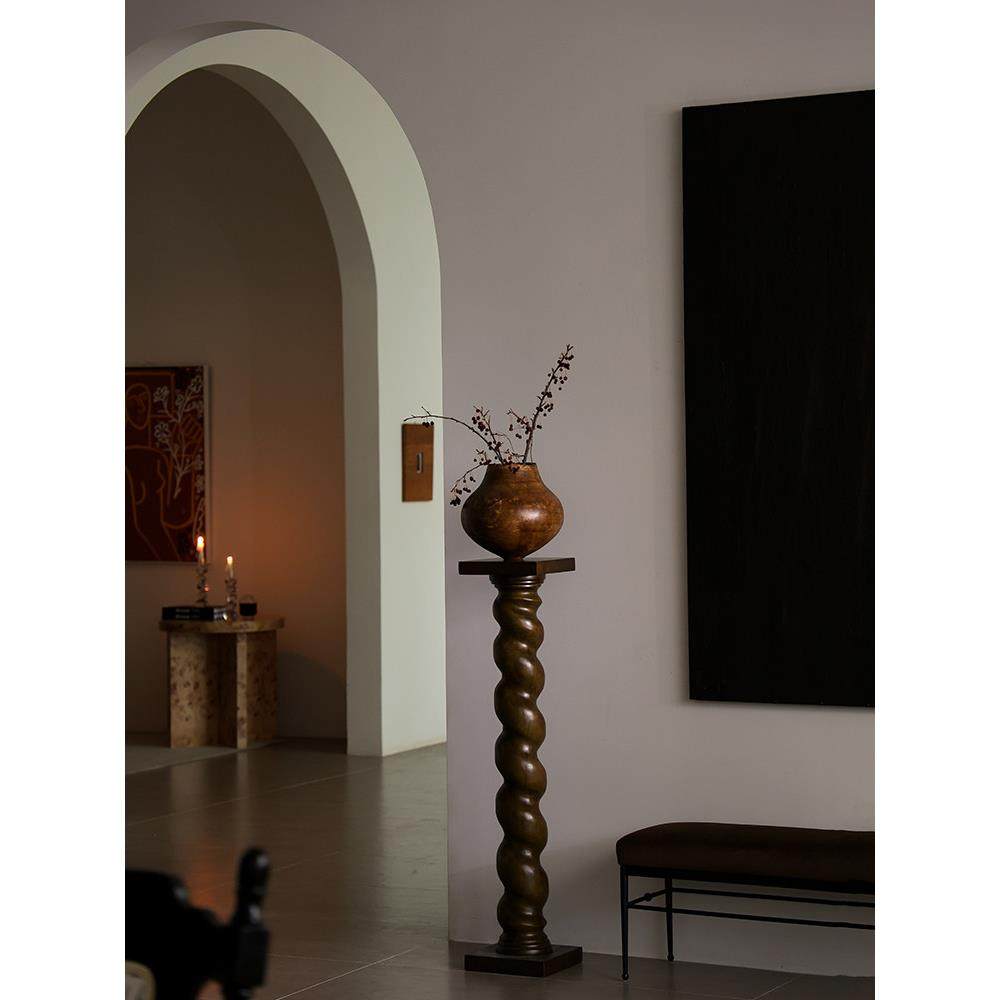 形上法式中古底座螺旋雕塑台柱子落地侘寂艺术摆件复古立柱装饰,家居饰品,落地摆件,淘宝优惠券,粉丝福利购,淘宝优惠卷