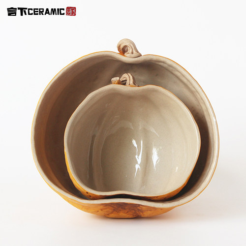 言下新品南瓜餐饮具饭碗酸奶碗蔬菜釉下彩哑光釉创意陶瓷轻奢手工