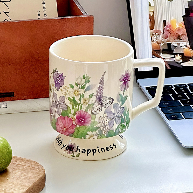 复古紫罗兰马克杯办公家用高级感