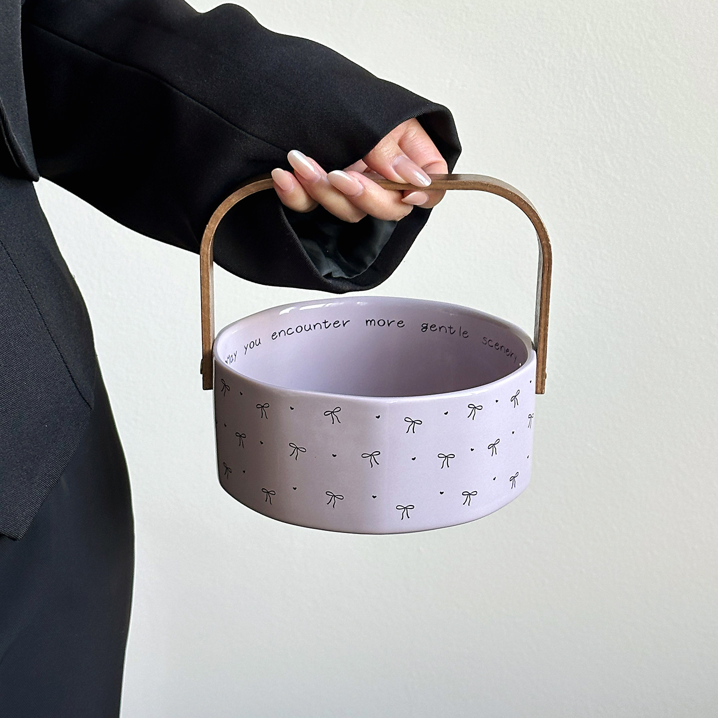 高颜值蝴蝶结陶瓷手提果篮送闺蜜乔迁新居零食干果收纳果篮伴手礼