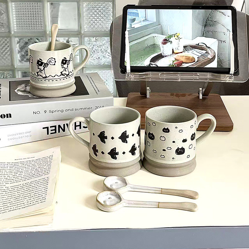 复古风日式粗陶马克杯高颜值创意陶瓷水杯子办公家用下午茶咖啡杯,餐饮具,马克杯,淘宝优惠券,粉丝福利购,淘宝优惠卷