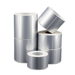 亚银标签纸打印机纸卷筒印刷定制PET哑银不干胶防水标签条码纸电器铭牌固定资产贴手写银色空白三防设备贴纸