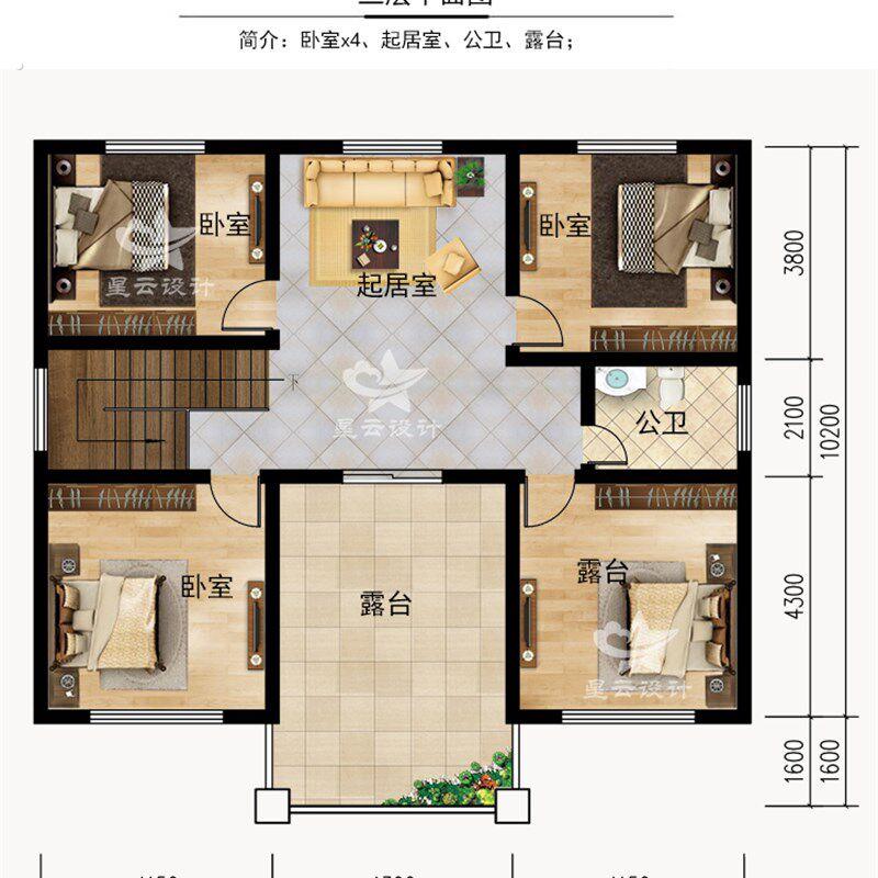 新中式现代别墅设计施工图纸农村自建房二层半小洋楼三层楼房图纸