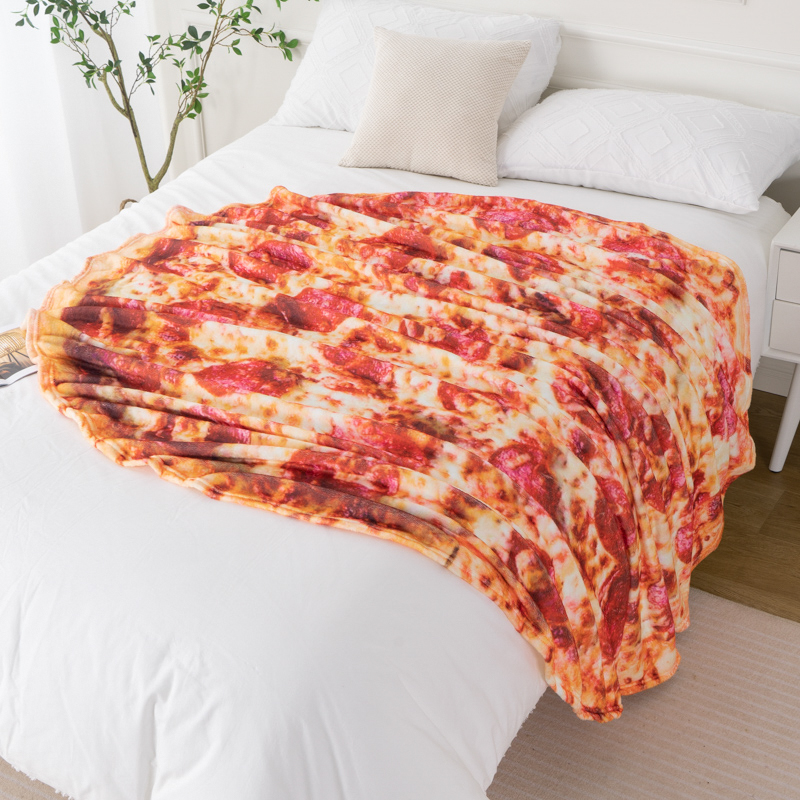 法兰绒毛毯搞怪创意大饼午睡毯子