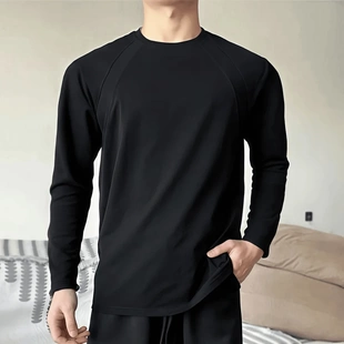 重磅240g潮牌显壮健身长袖 新款 T恤男运动上衣 解构拼接秋冬季 美式