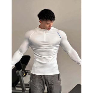 弹力速干训练上衣 骑行秋冬健身跑步男士 美式 运动训练衣拉链长袖